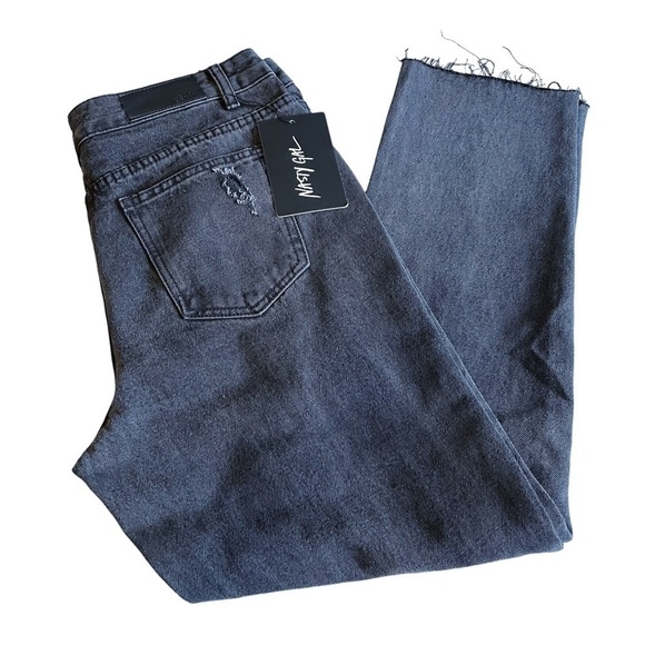 Nasty Gal NWT High Rise Ripped Distressed Faded Black Raw Hem Denim Jeans Size 8 - Picture 7 of 13